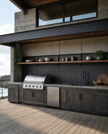industrial facade — outdoor kitchen (coastal)