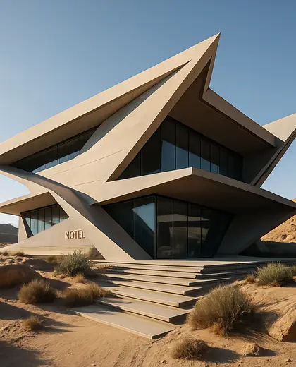futuristic hotel — edging (desert)