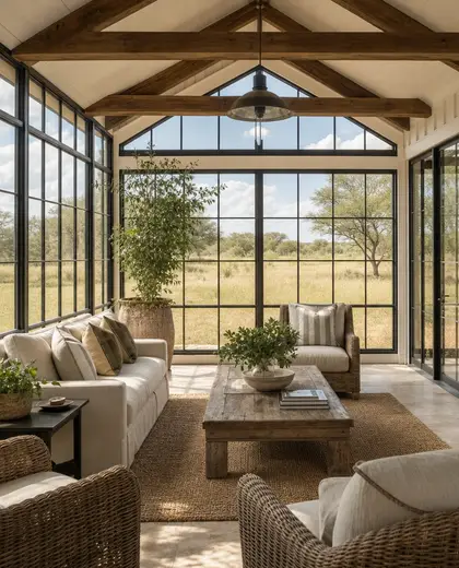 farmhouse yard — sunroom (savanna)