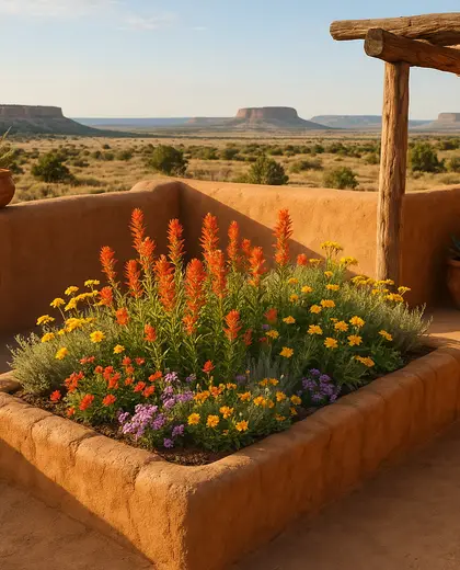southwestern rooftop garden — flower bed (rural)