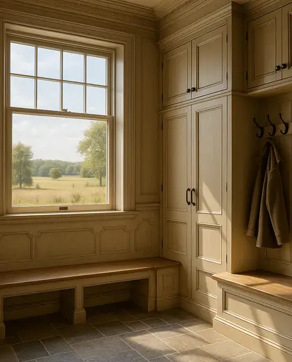 neoclassical house — mud room (rural)
