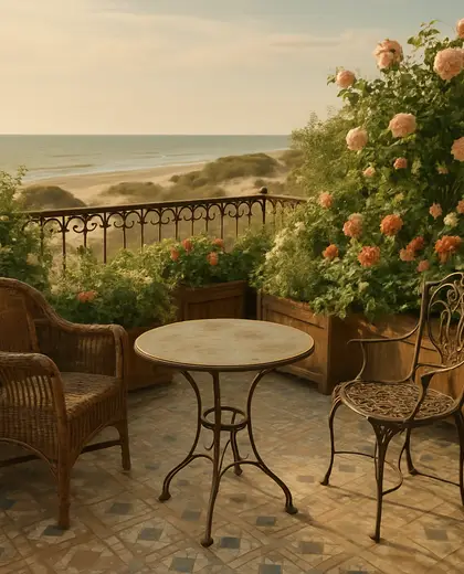 vintage rooftop garden — balcony (beach)