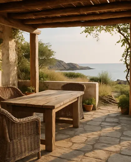 rustic yard — terrace (coastal)