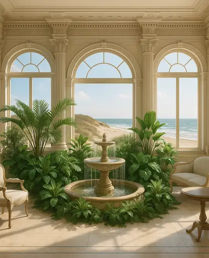 neoclassical indoor garden — room (beach)