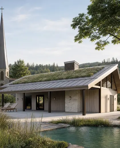 sustainable church — pool house (rural)