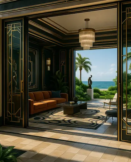 art deco yard — family room (ocean)