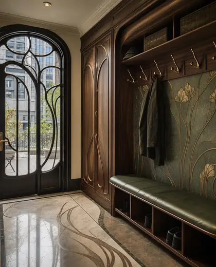 art nouveau condo — mud room (urban)