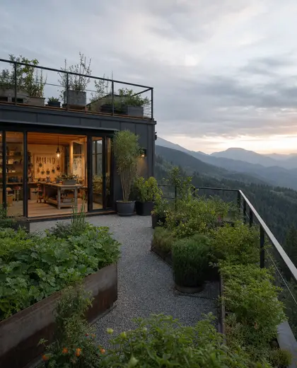 modern rooftop garden — workshop (mountain)