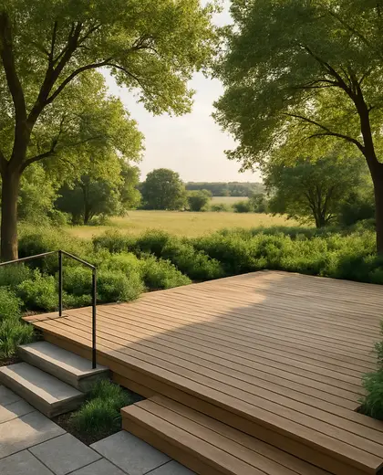 contemporary garden — deck (rural)