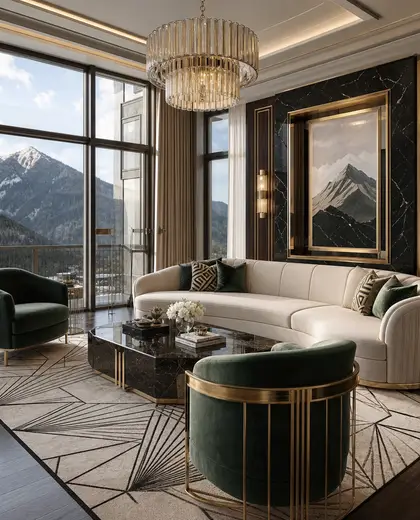 art deco condo — living room (mountain)