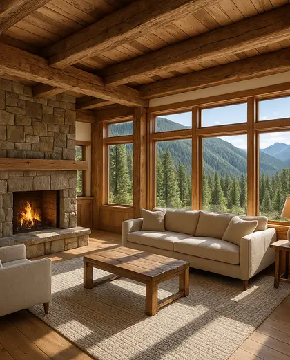 sustainable farmhouse — family room (mountain)