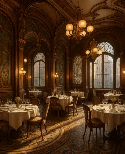art nouveau hotel — formal dining room (urban)