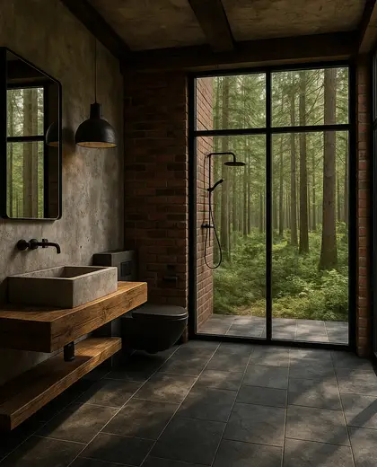 industrial house — bathroom (forest)