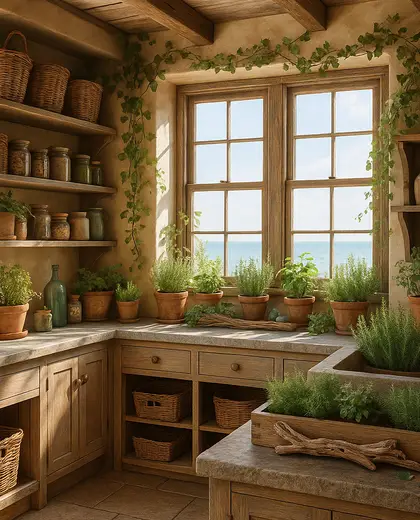 rustic indoor garden — pantry (coastal)