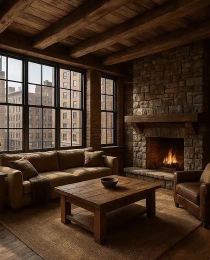 rustic house — living room (urban)