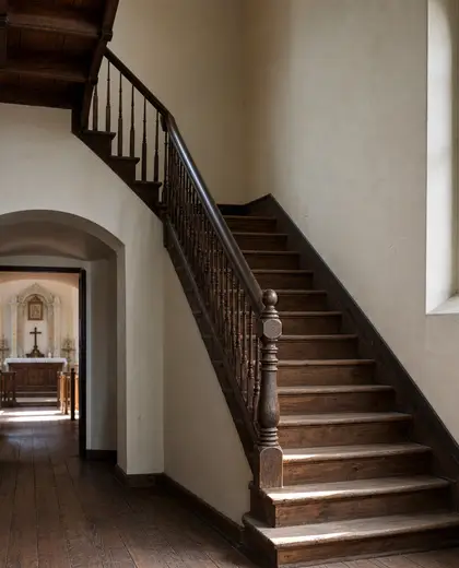 colonial church — staircase (rural)