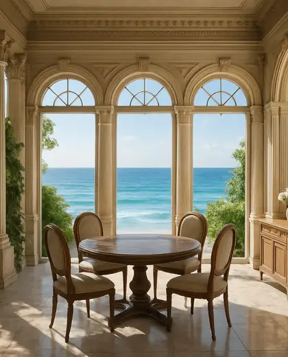 neoclassical backyard — informal dining room (ocean)
