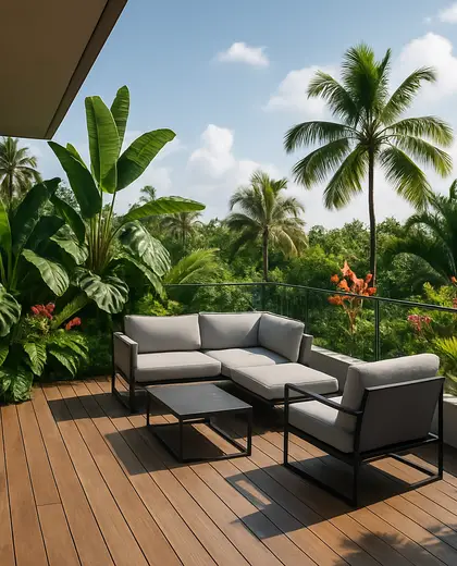 modern rooftop garden — balcony (tropical)
