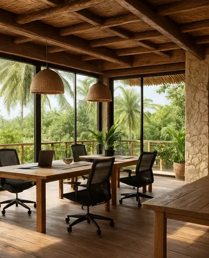 rustic penthouse — open office (tropical)
