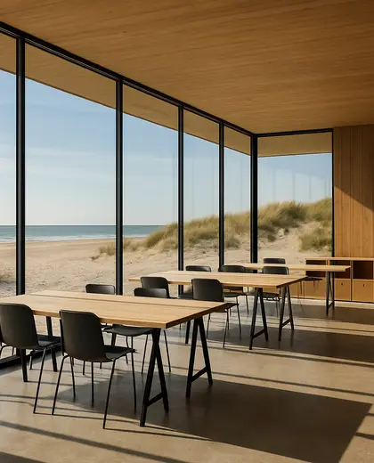 contemporary office space — workshop (beach)