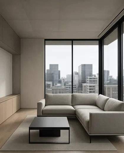 minimalist house — living room (urban)