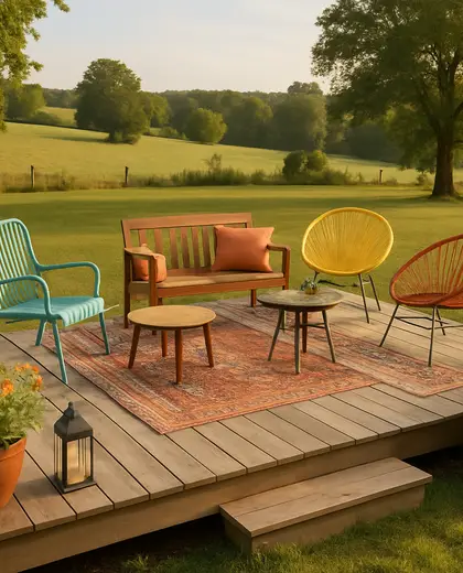 eclectic yard — deck (rural)