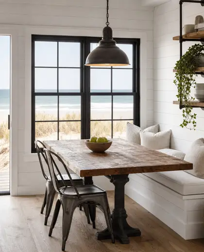 industrial farmhouse — breakfast nook (beach)