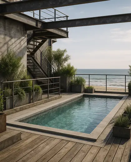 industrial rooftop garden — pool (beach)