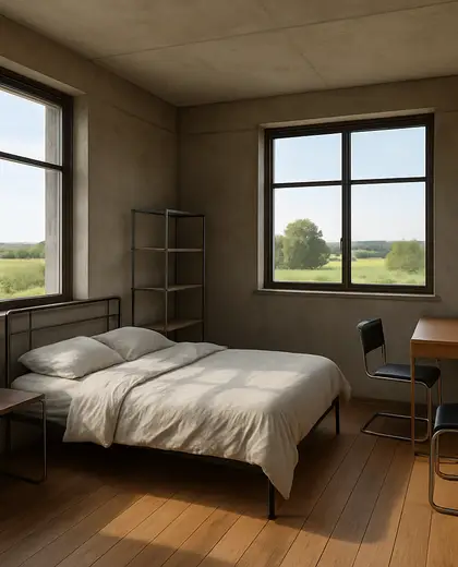 bauhaus house — bedroom (rural)