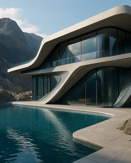futuristic facade — pool (mountain)