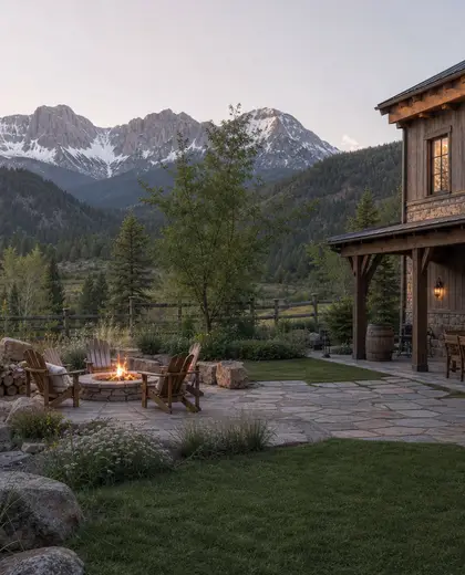 rustic farmhouse — backyard (alpine)