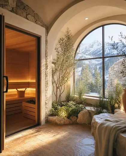 mediterranean indoor garden — sauna (alpine)