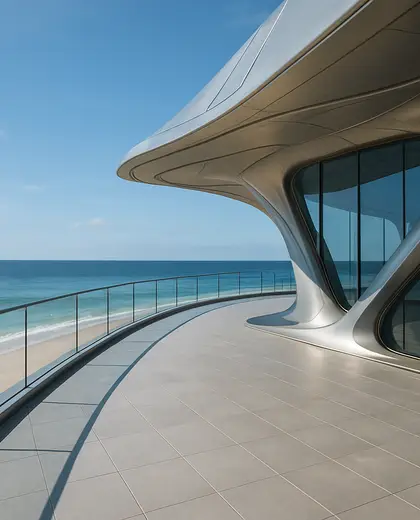 futuristic building — deck (beach)