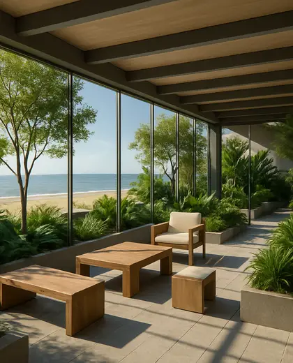 contemporary indoor garden — roof (beach)