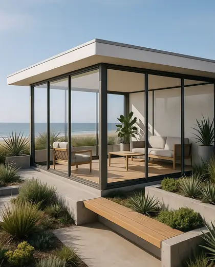 bauhaus rooftop garden — sunroom (beach)