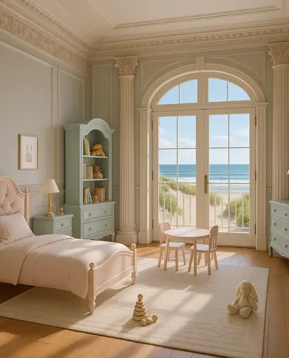 neoclassical building — childrens bedroom (beach)
