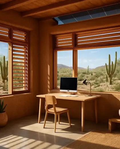 sustainable salon — home office (desert)