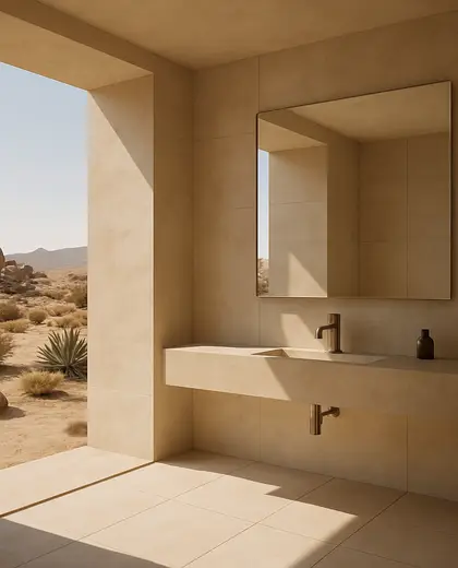 minimalist salon — bathroom (desert)