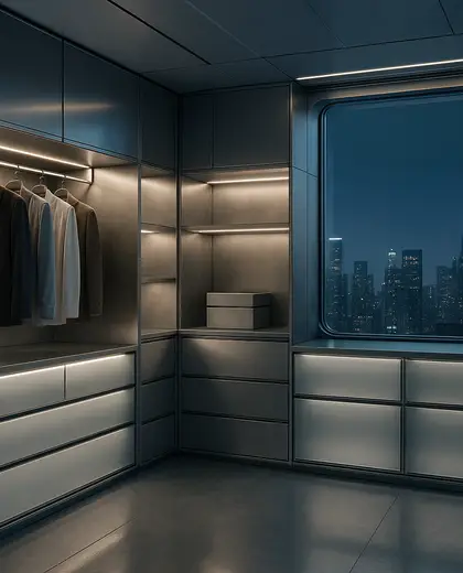 futuristic house — walk in closet (urban)