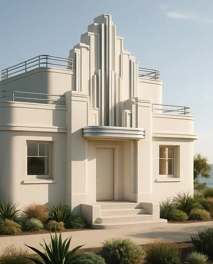 art deco home — roof (ocean)