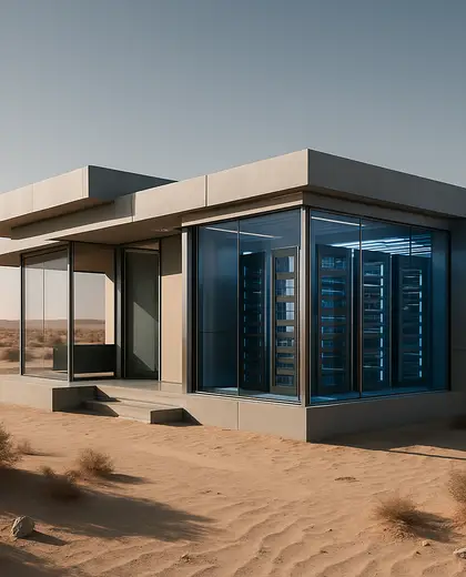 futuristic home — server room (desert)