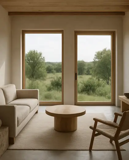 minimalist house — living room (rural)