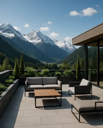 modern rooftop garden — patio (alpine)