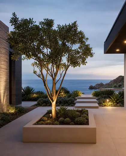 contemporary yard — courtyard (ocean)