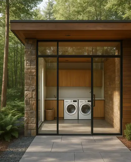 contemporary facade — laundry room (forest)