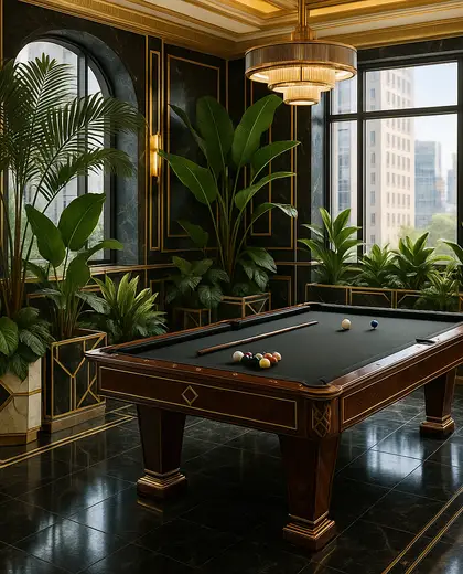 art deco indoor garden — game room (urban)