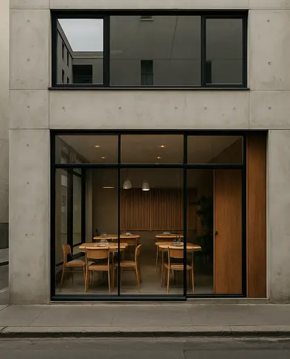 modern facade — informal dining room (urban)