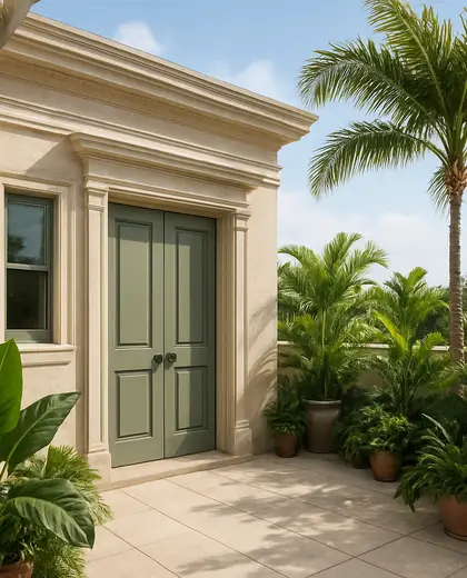 neoclassical rooftop garden — mud room (tropical)
