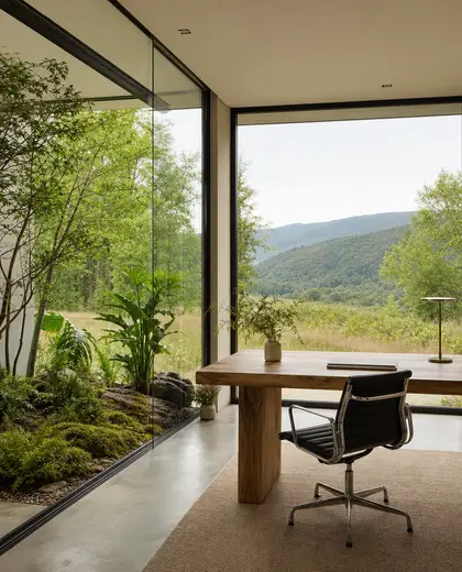 minimalist indoor garden — home office (rural)