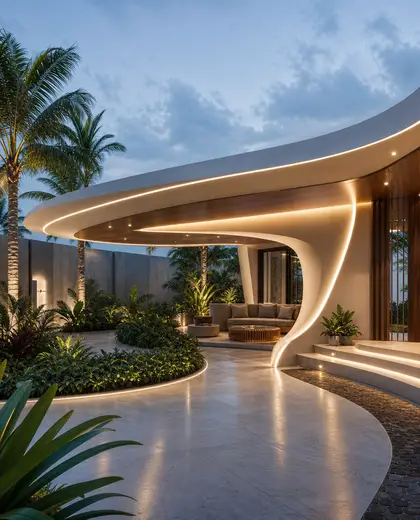 futuristic yard — reception (tropical)